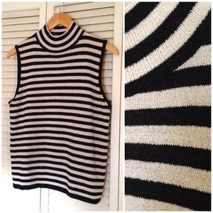 Vintage Stripe Turtle Neck Sleeveless Top